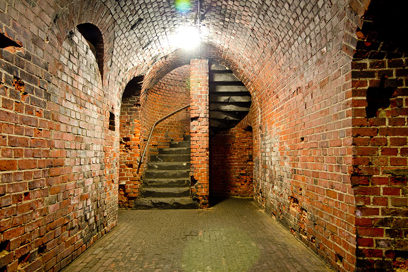 arched corridor of the old prussian fortress of red brick endin arched corridor of the old prussian fortress of red brick endin