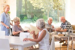 Seniors in living room