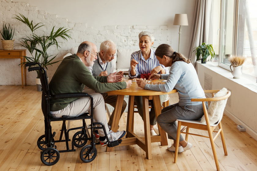 Senior people playing bingo game