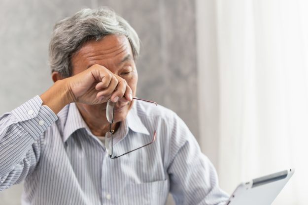 Asian elderly eye irritation problem fatigue and tired from hard How Moving To Forest Hill, TX Care Center Can Help Seniors With Low Vision Maintain Their Independence