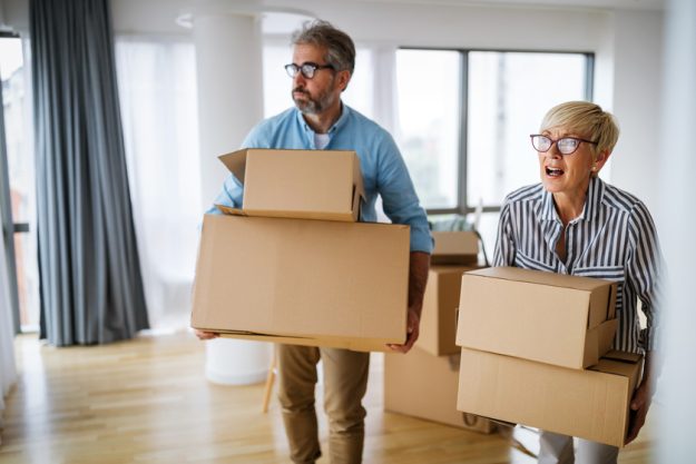 Portrait of happy senior couple in love moving in new home Transitioning To 55+ Active Adult Communities In Dupre, TX: 4 Things That Shouldn't Be On Your Packing List