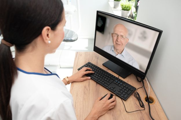 Doctor and senior woman patient, telehealth