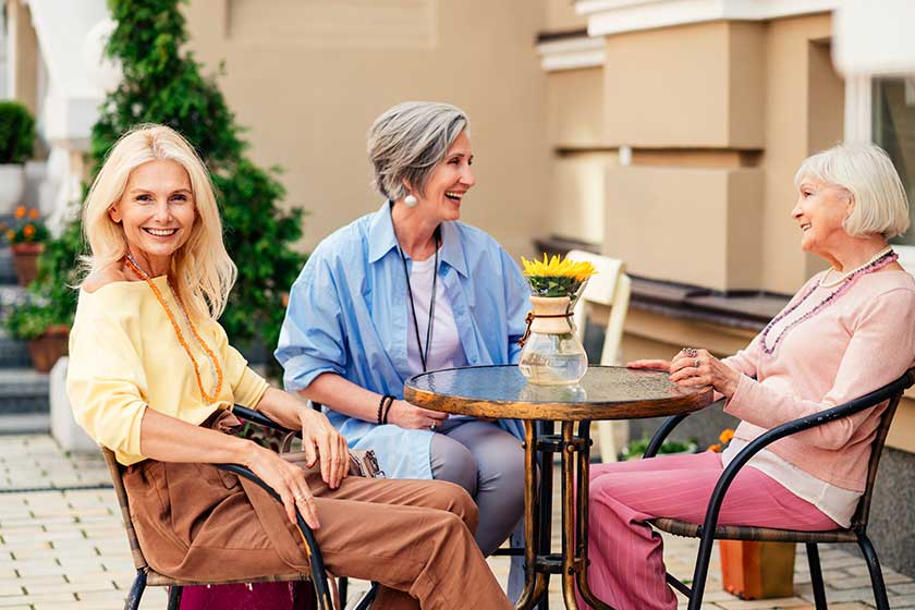 Group of beautiful and happy senior adult women