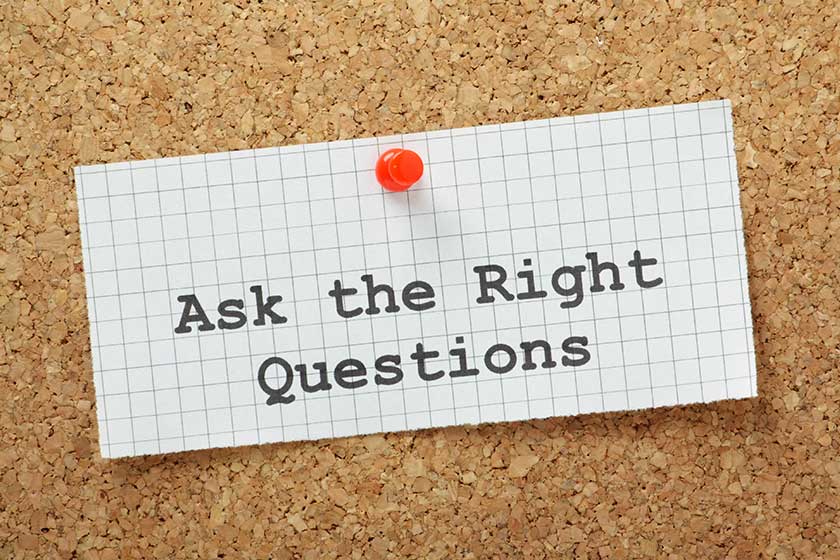 Ask The Right Questions on a cork notice board Ask The Right Questions on a cork notice board