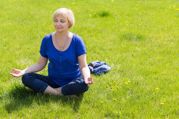 Beautiful blonde eldery senior woman relaxing