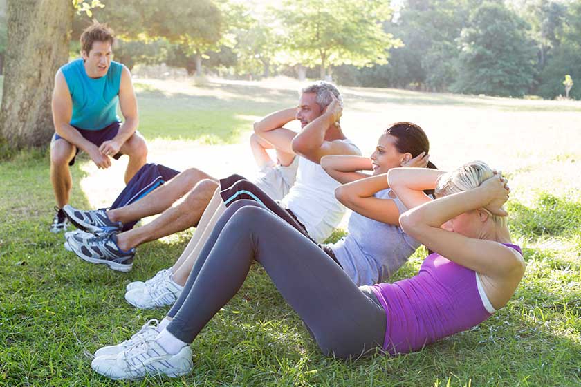 Happy athletic group training Happy athletic group training