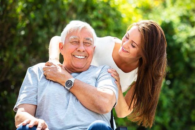 Portrait Of Happy Father And Daughter At Outdoors Portrait Of Happy Father And Daughter At Outdoors