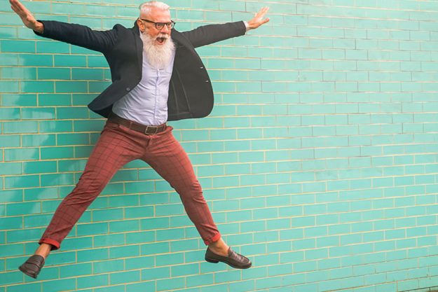 Crazy man jumping. Happy male celebrating Crazy man jumping. Happy male celebrating