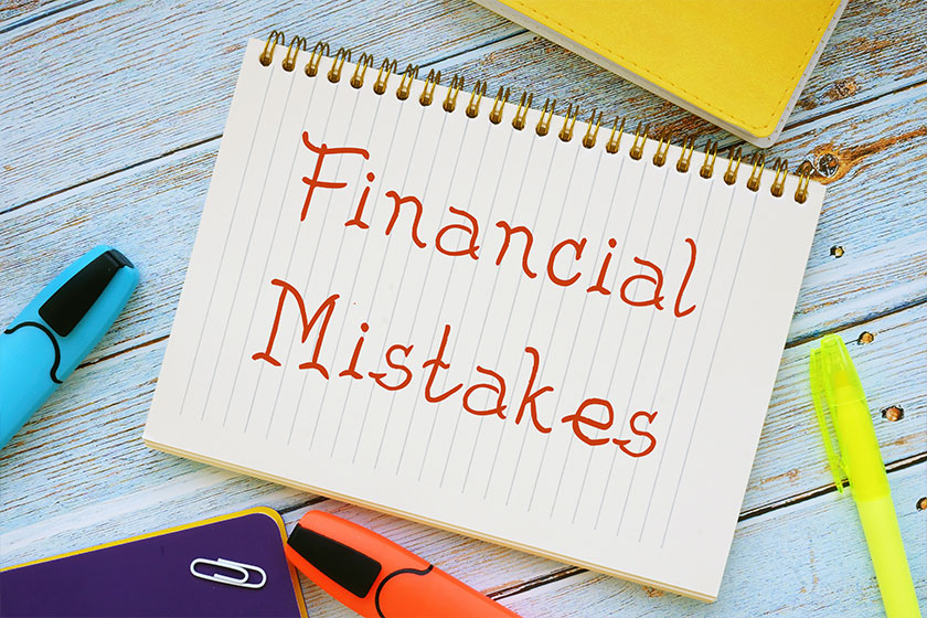 Financial Mistakes phrase on the page Financial Mistakes phrase on the page