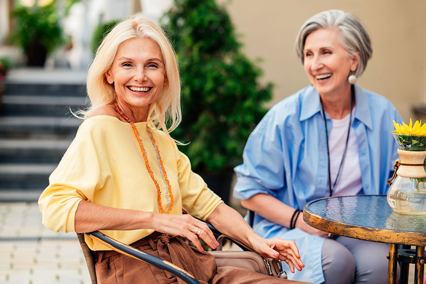 Group of beautiful and happy senior adult women