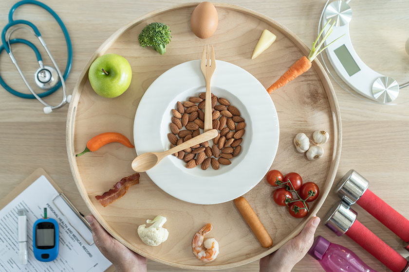 Intermittent fasting IF and keto diet concept Intermittent fasting IF and keto diet concept