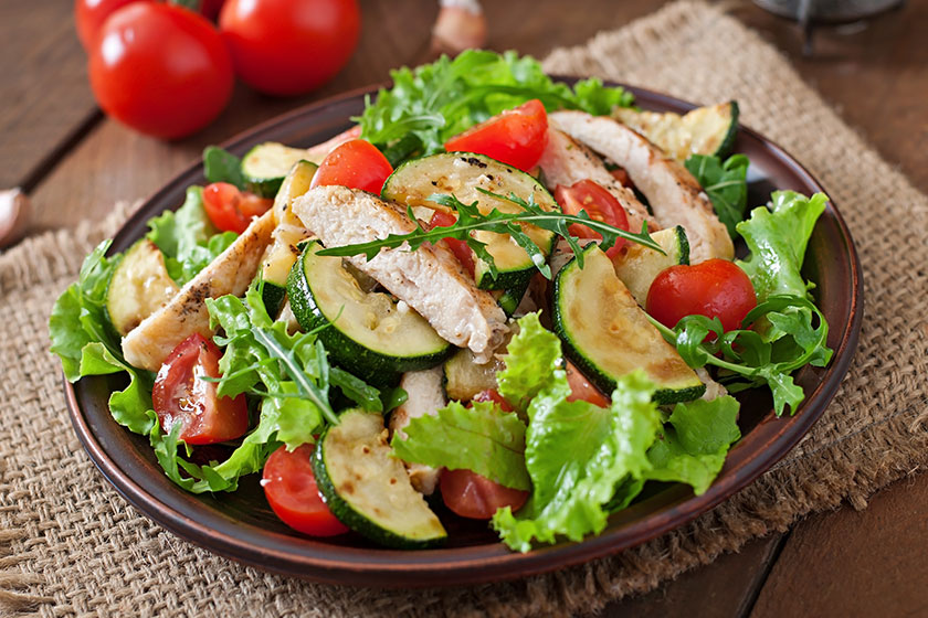 Salad of chicken breast with zucchini