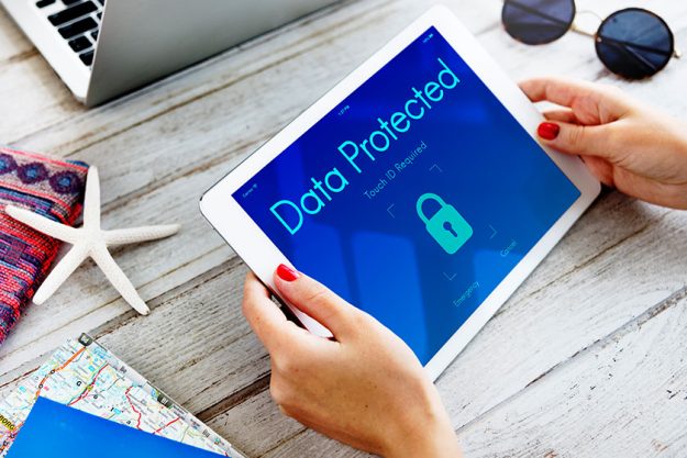 Woman using digital tablet