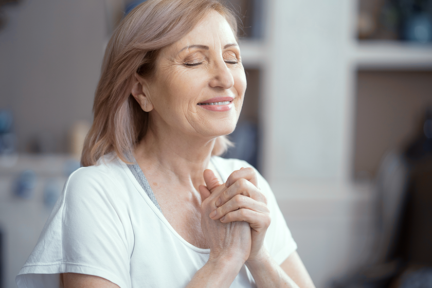 Beautiful Woman Over 50 Years Old Enjoys Yoga Beautiful Woman Over 50 Years Old Enjoys Yoga