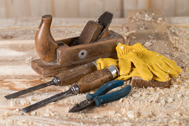 carpenter tools wooden background stand tools