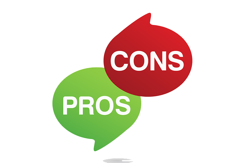 pros cons rating analysis red left green right bubble message