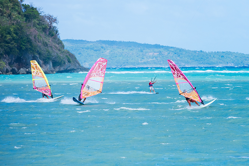 Windsurfer enjoying wind power