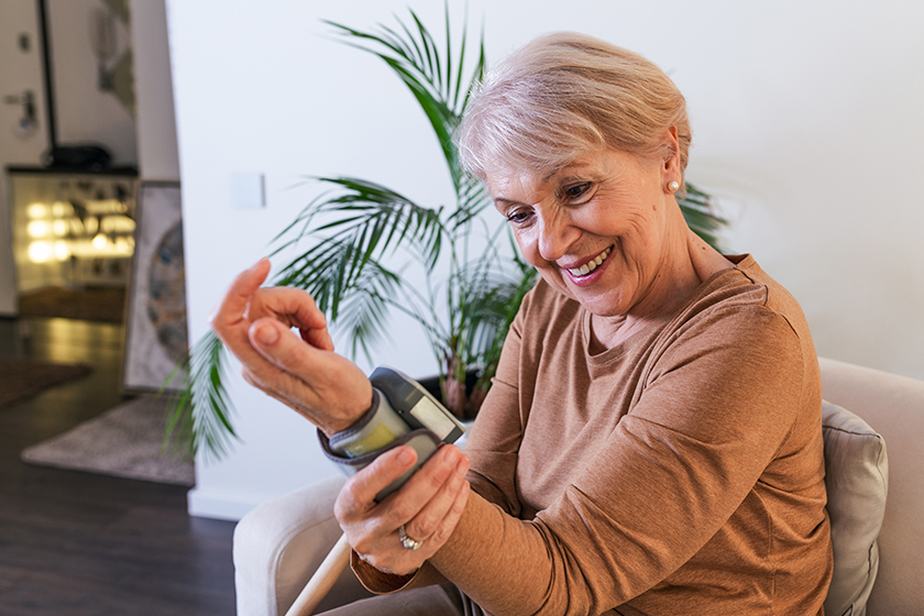 Mature Woman Checking Blood Pressure