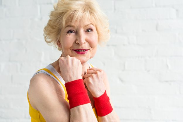 Portrait of beautiful sporty senior woman