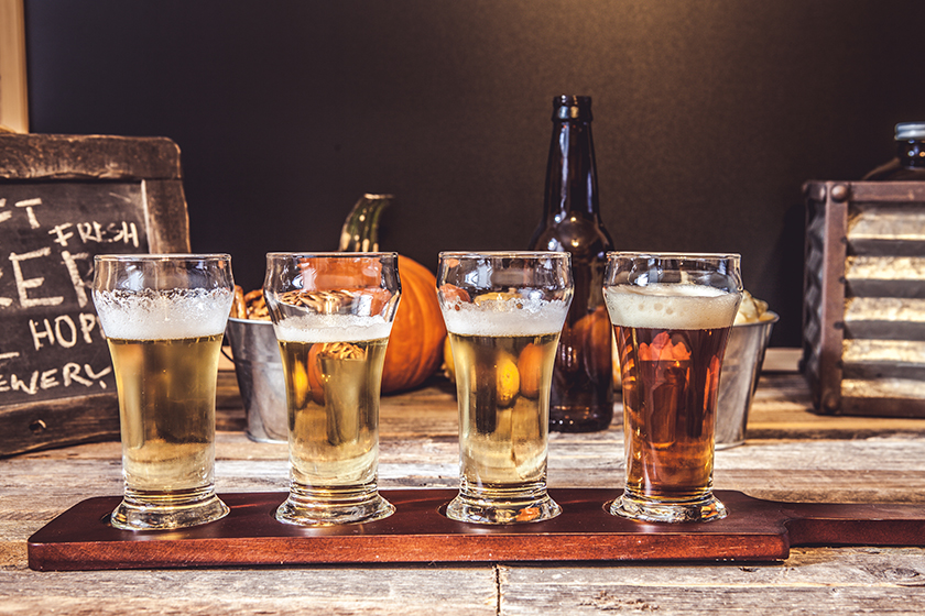 Set of glasses with different kinds of beer