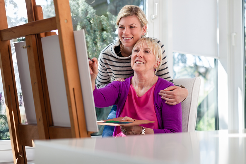 Women portrait with happy mom