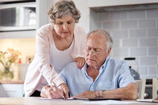 Loud love elderly couple going paperwork home Loud love elderly couple going paperwork home