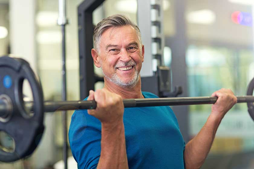 Mature man in health club