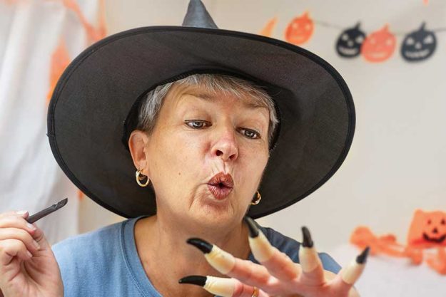 Senior witch costume paints nails halloween