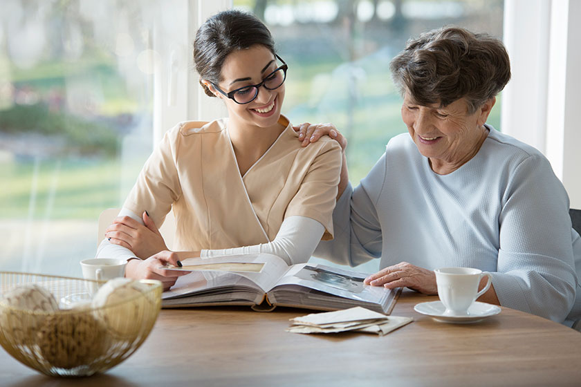 Happy granddaughter and grandmother