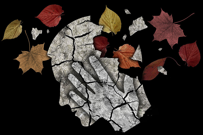 mental illness alzheimer disease autumn depression demention stylized male head