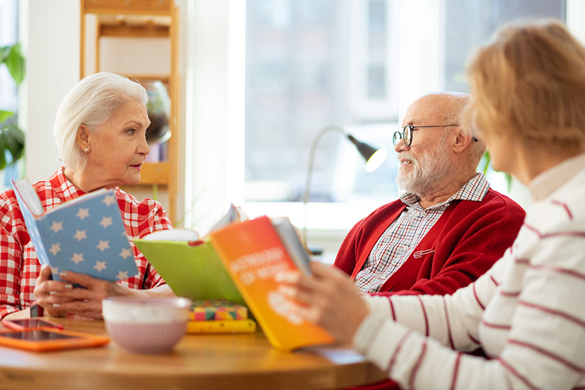 nice smart people having a reading club meeting