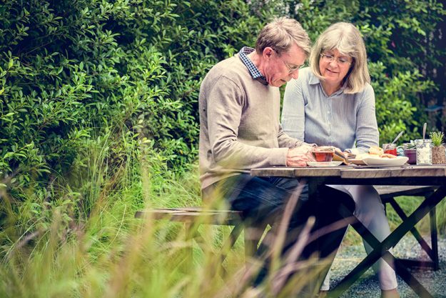 senior couple drinking tea senior couple drinking tea