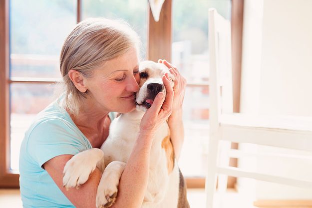 senior woman with dog.