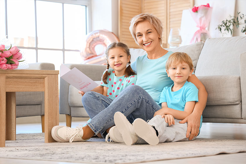 little children grandmother greeting card home international women day