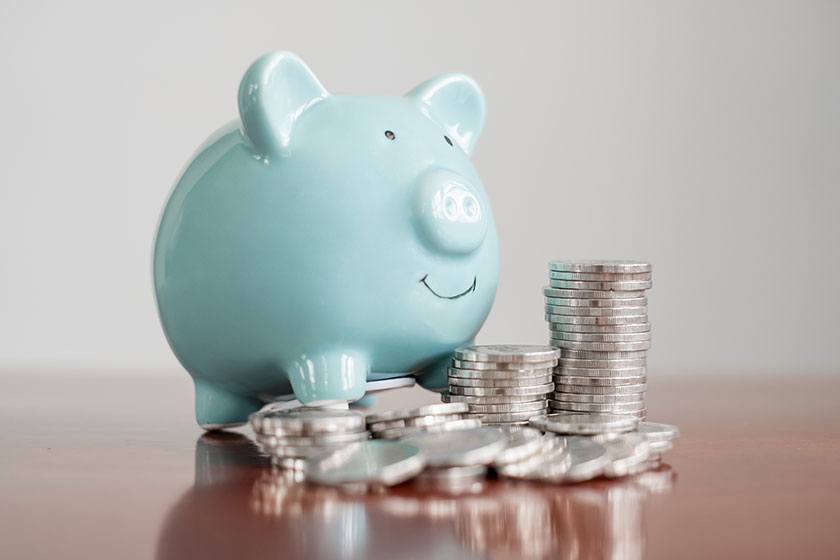 piggy bank golden coins pile step growing business success saving