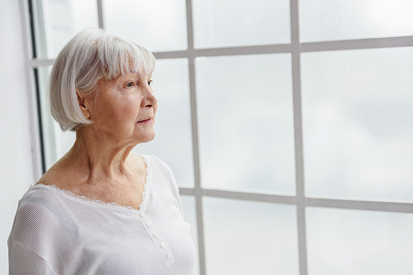 thoughtful retiree looking what going on