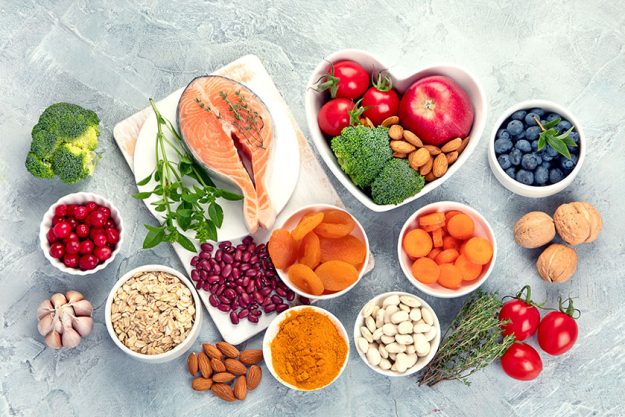 best products heart dark gray background clean eating concept top best products heart dark gray background clean eating concept top