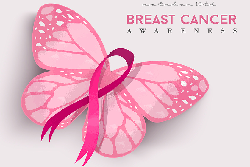 pink butterfly ribbon for breast cancer awareness