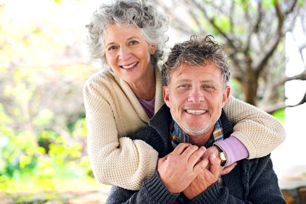 aging love birds portrait happily married senior couple bonding