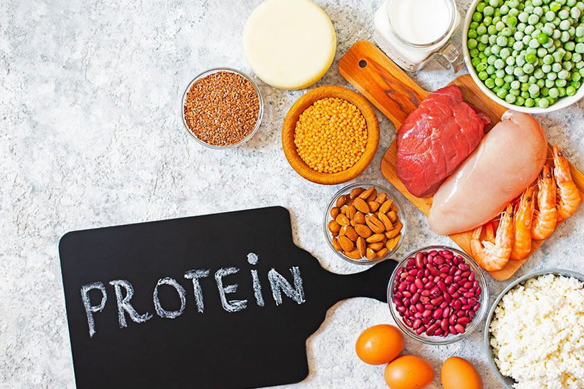 assortment products high level protein healthy protein source foods muscles