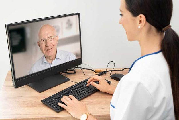 doctor senior man patient medical consultation telehealth telemedicine remote health