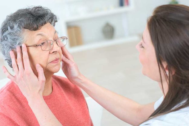 senior woman having her glasses one