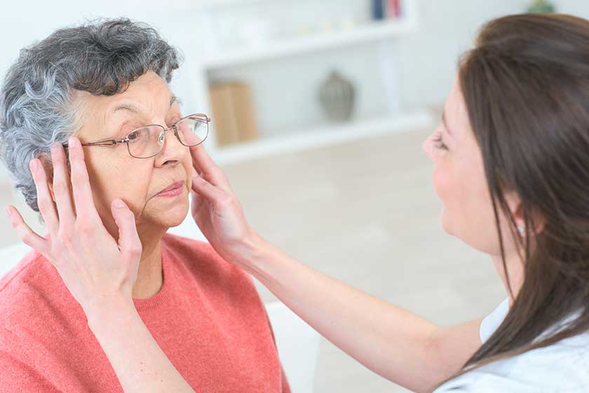senior woman having her glasses one