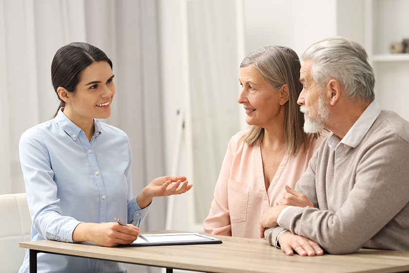 notary consulting senior couple last testament office