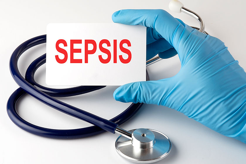 Card sepsis supplies pills stethoscope medical concept Card sepsis supplies pills stethoscope medical concept