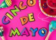 Cinco de mao bright background with sombrero and maracas