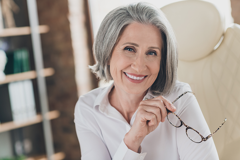 portrait cheerful satisfied attorney aged person