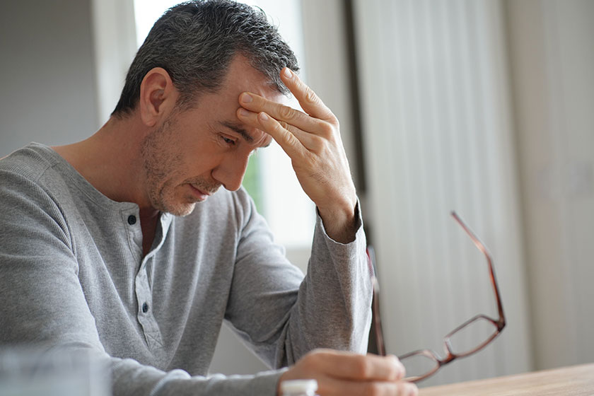 Portrait man having migraine Portrait man having migraine