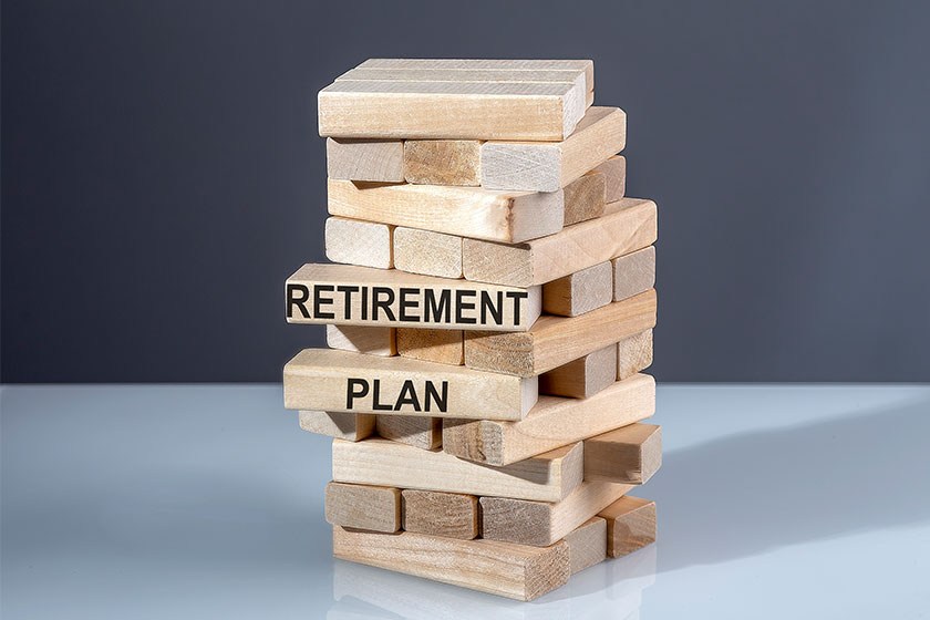 Text wooden blocks retirement plan