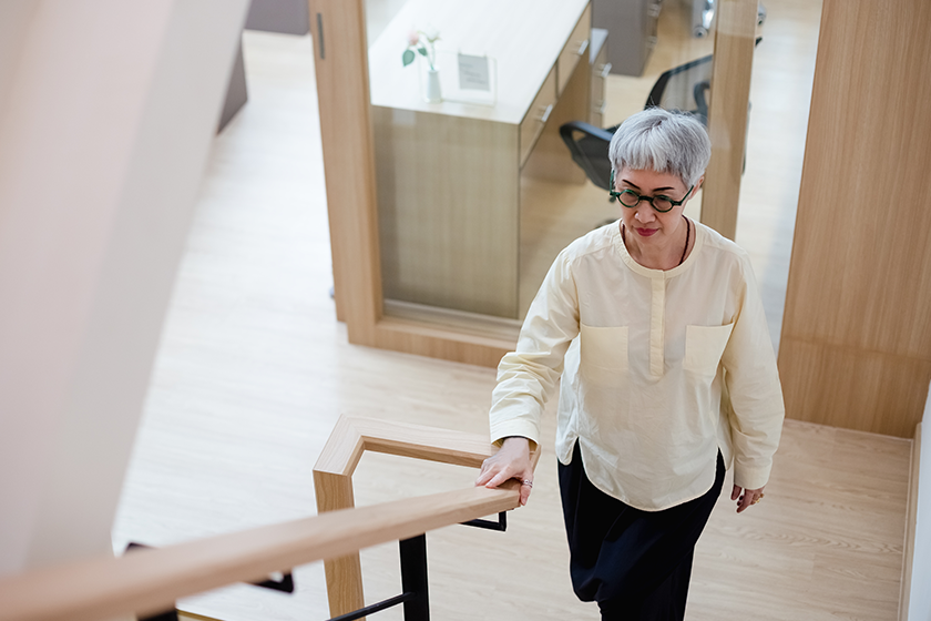 asian elderly woman walking stairs asian elderly woman walking stairs